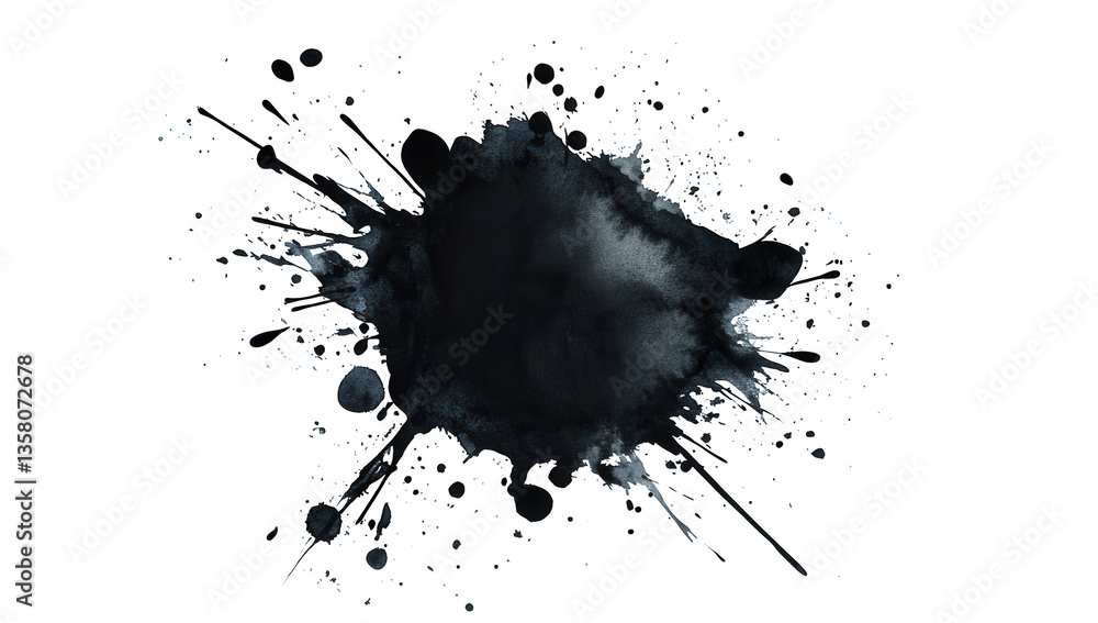 Fototapete black ink splash on a white background creating an artistic and abstract effect suitable for design 