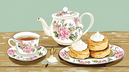 A charming tea set with scones