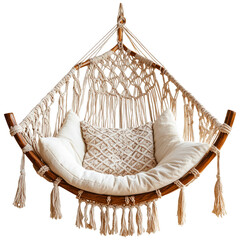 Obraz premium Cozy Hammock Chair with Soft Cushion on Transparent Background