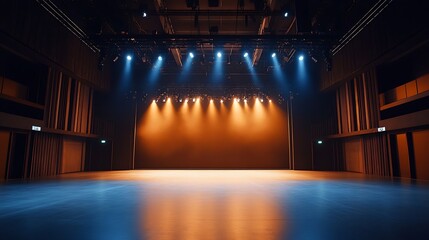  "Modern Stage Setup with Lighting in an Empty Venue – Ready for Performance