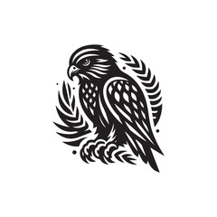 Fototapeta premium Black Color Kestrel Silhouette Vector Illustration, Solid White Background