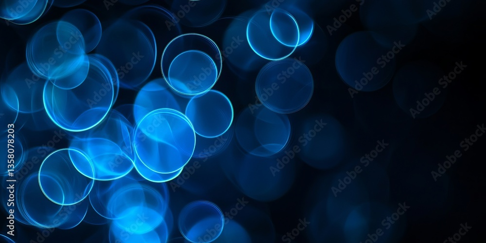 Poster abstraction of luminous blue circles creating a captivating background effect