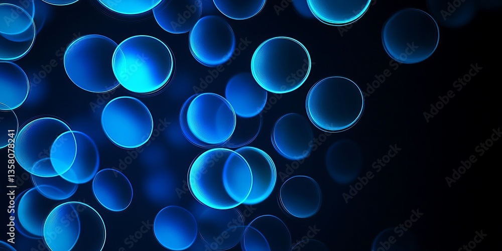 Poster abstract blue circles creating a captivating visual effect against a dark background showcasing dept