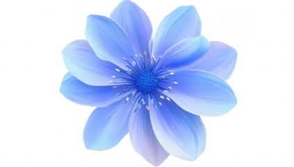 a beautifully rendered blue flower with delicate petals and a vibrant center showcasing a blend of light and shadow to highlight its intricate details perfect for designs emphasizing nature and tranqu