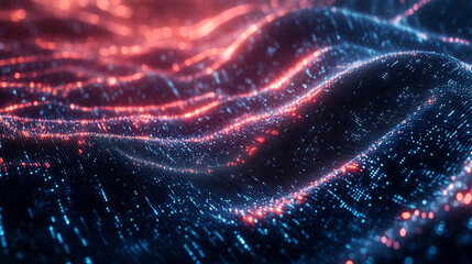 Large digital funnel in rainbow colors representing big data technology and information processing. Abstract concept of data collection, analysis, and transformation into insights