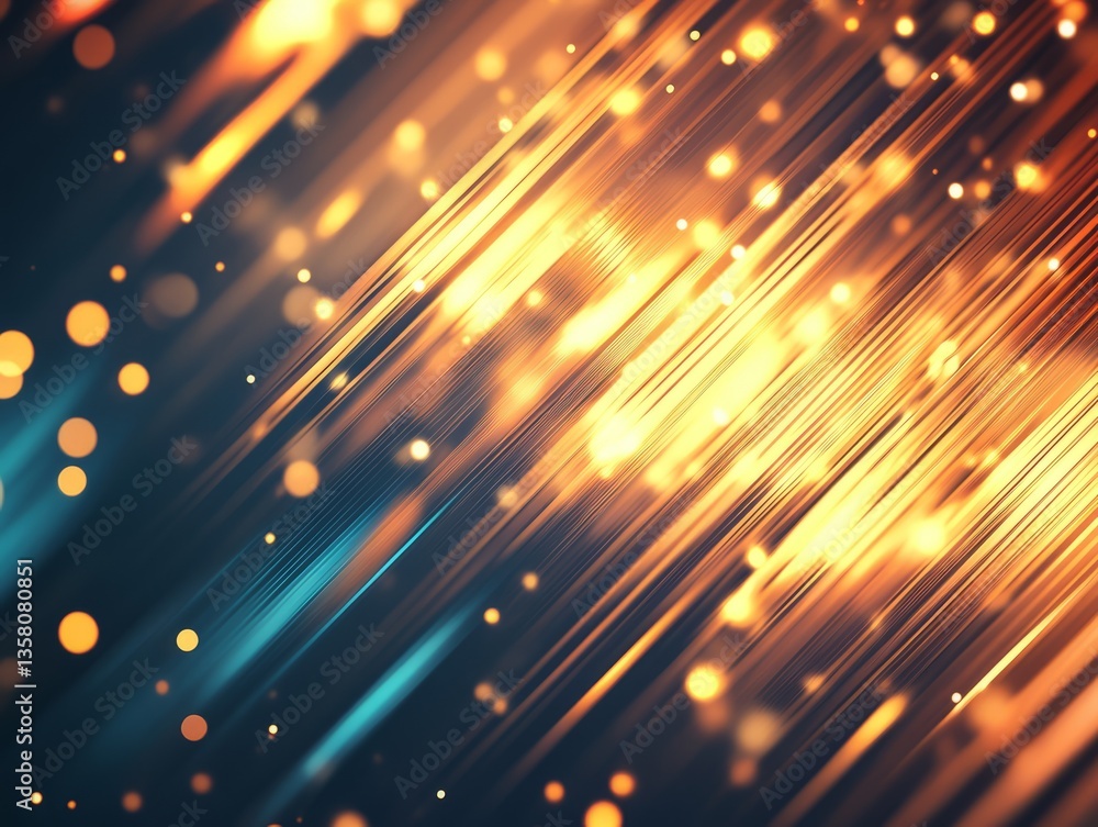 Poster vibrant abstract background with golden and blue light streaks creating a dynamic and energetic atmo