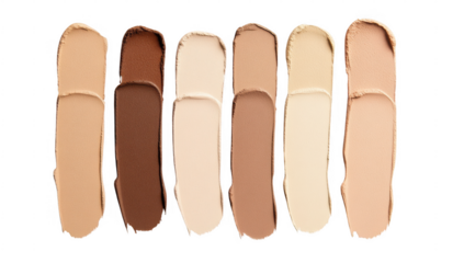 a series of foundation swatches in various skin tones showcasing a range of shades suitable for makeup application