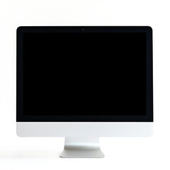 흰색 배경에 고급 실버 데스크탑 컴퓨터 모형, AI 생성