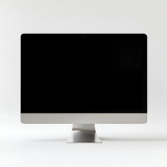 Fototapeta premium 흰 배경의 실버 데스크탑 모니터, AI 생성