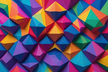 Obraz premium Colorful Polygon Shapes in Enchanting Rainbow Hues for Vibrant Wallpaper Design