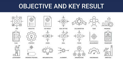 Objective And key Result Icon Set Collection