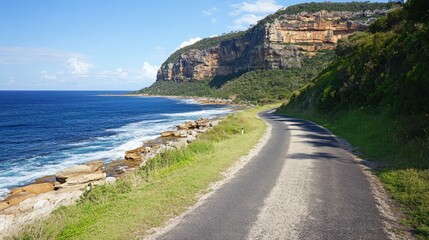 Coastal Road Winding Beside Majestic Cliffs and Ocean