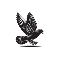 Black Color Pigeon Silhouette Vector Illustration, Solid White Background