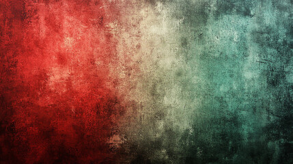 Fototapeta premium black and red blurred background with rough grunge grain texture, accented by a dark green glowing gradient and noise effect. Minimalistic bright light tone with empty caption space for modern design