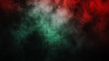 Obraz premium black and red blurred background with rough grunge grain texture, accented by a dark green glowing gradient and noise effect. Minimalistic bright light tone with empty caption space for modern design