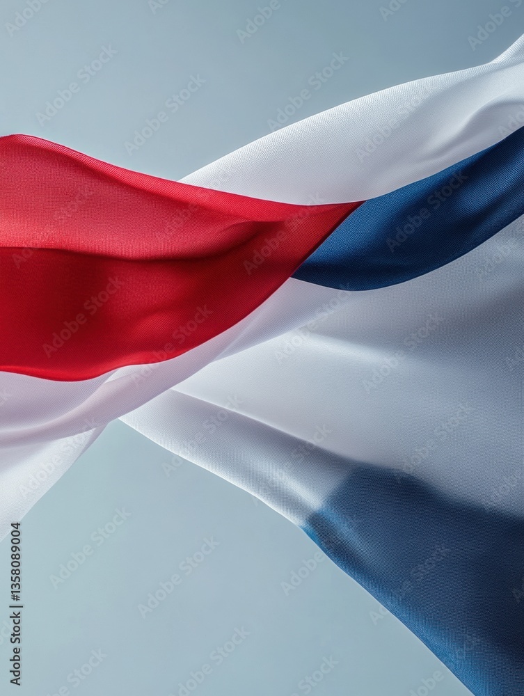 Poster national flag gracefully waving in the wind against a minimalistic background with soft natural ligh