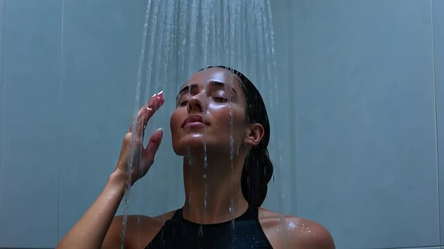 Relaxation and rejuvenation during a calming shower experience in a modern bathroom environment