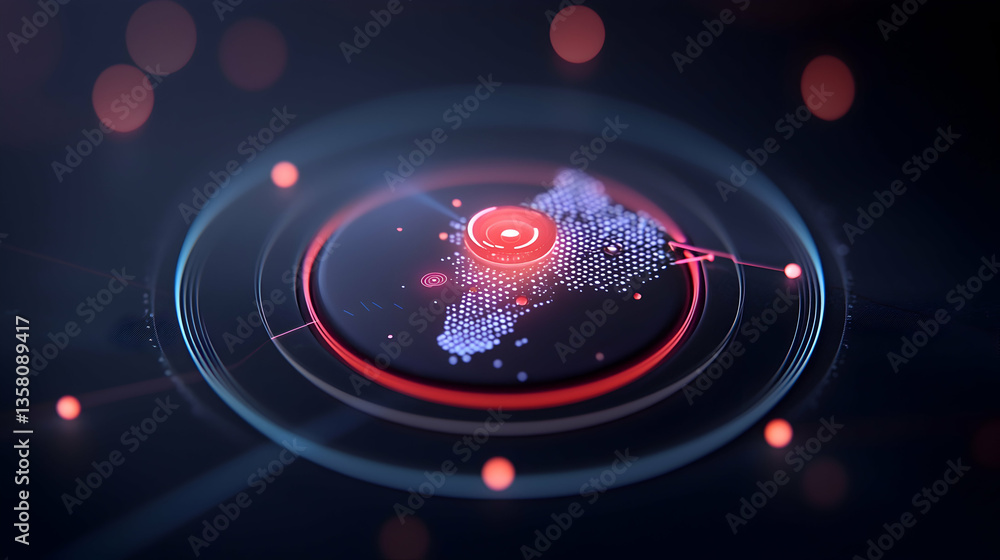 Aufkleber abstract digital data network interface with red and blue glowing circles