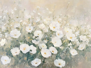 Vintage Spring Moody Wildflower Field