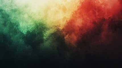 Obraz premium black and red blurred background with rough grunge grain texture, accented by a dark green glowing gradient and noise effect. Minimalistic bright light tone with empty caption space for modern design