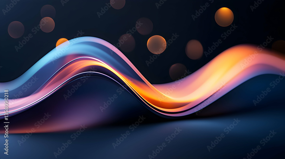 Aufkleber abstract flowing waves with gradient colors and bokeh lights