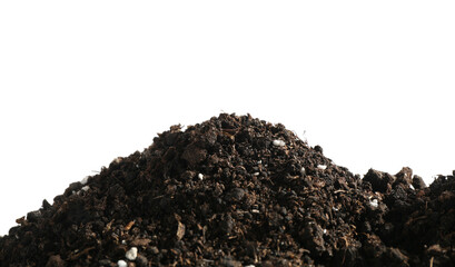 Pile of fresh soil isolated on white