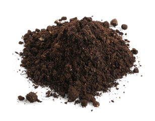 Pile of fresh soil isolated on white