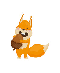 Squirrel Holding a Giant Acorn