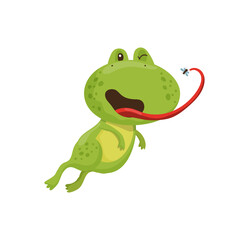 Cartoon Frog Catching a Fly