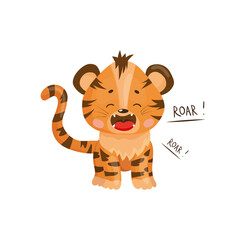 Roaring Cartoon Tiger Cub