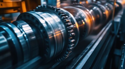 Fototapeta premium Industrial Machine Gears Rotating in Motion