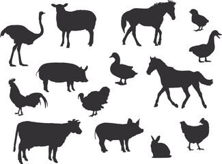 Diverse Animal Silhouettes Collection for Creative Use – Ideal for Graphic Design, Crafts, and Decor – Capture the Essence of Wildlife with Striking Black Shapes for Unique Artistic Projects