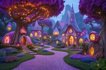 Fototapeta premium Enchanting Fairy Paradise with Magical Colors and Sparkling Scenery