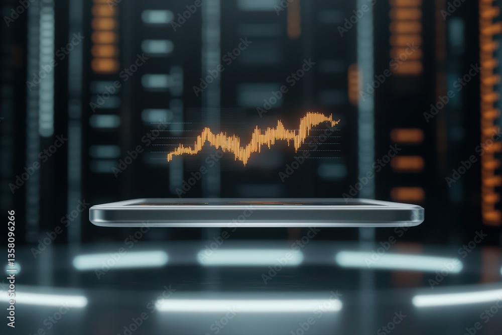 Poster mobile device displaying financial data visualization