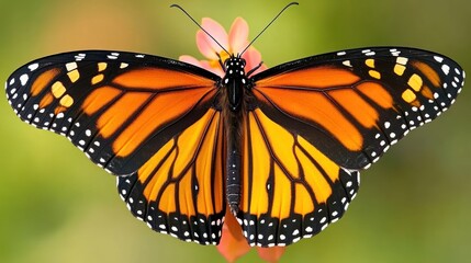 Fototapeta premium Monarch Butterfly Wings Spread Open Displaying Vibrant Colors