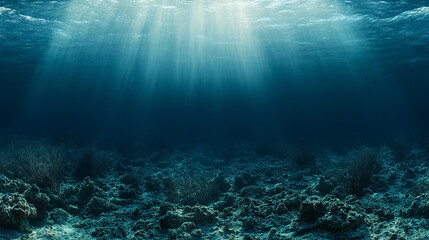Fototapeta premium serene underwater scene depicting the fragile balance of marine life, symbolizing the continuous pursuit of scientific discovery, conservation efforts, and the vital importance of ocean ecosystems