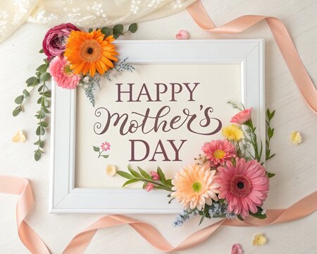 Happy mother's day getting frame, a beautiful mothers day frame template, framework for invitation or congratulation