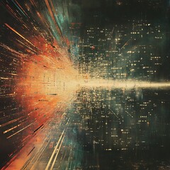 디지털 세계의 빛과 데이터의 추상적인 교차, AI 생성