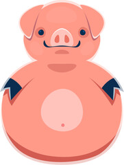 Farm font type of cartoon pig animal for number typeface, vector funny numeral. Farm font number 8 or Eight as pig for cattle farm or farmer agriculture type and kids funny numeric alphabet typeface