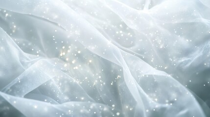 White Sheer Fabric with Glitter Texture