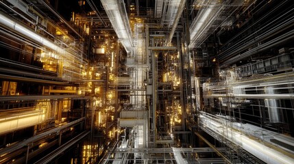 Fototapeta premium Abstract Golden Metallic Structure Design