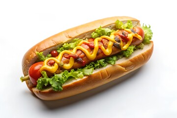 new york-style hot dog in white background