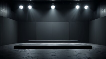 Obraz premium Mysterious dark room illuminated by spotlights
