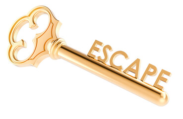 Key to escape, concept. 3D rendering isolated on transparent background