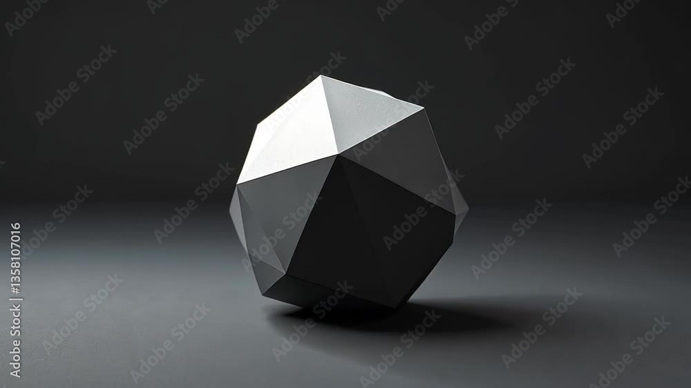 Poster hexagonal dark grey geometric shape with textured black background generative ai
