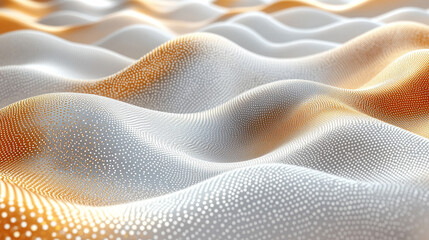 A digital wave of gold, silver, and white light with flowing particles represents the complexity and evolution of technology, data, and the interconnected digital world in a vibrant, blurred space.
