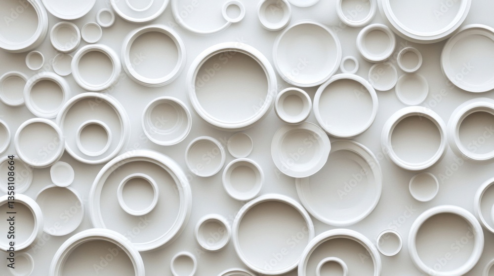 Poster white circles abstract geometric pattern background