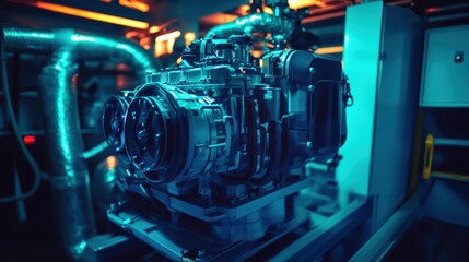Industrial Engine Room Machinery Closeup View