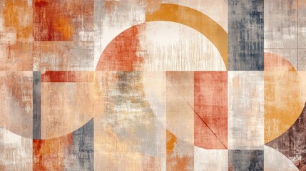 Abstract Geometric Artwork in Earthy Tones