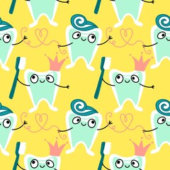 Medicine seamless teeth pattern for wrapping paper and fabrics and linens